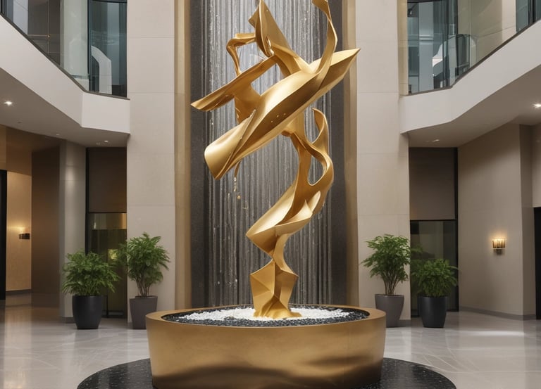 A minimalist ab executive office with soft shadows cast over marble surfaces and muted gold accents.