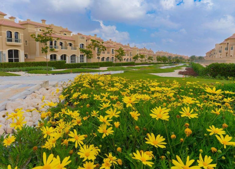 Luxury villas in La Vista Projects Egypt surrounded by green landscape and walking paths