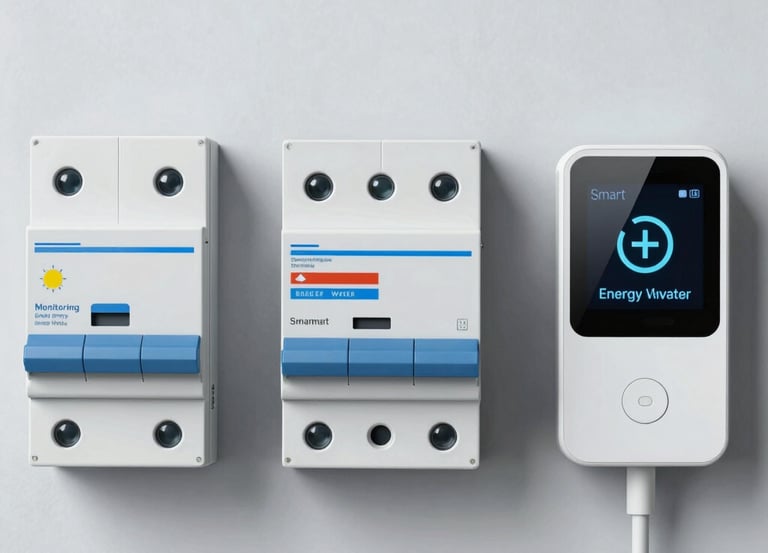 Illustration of IoT devices connected in a hotel room showing energy and water usage data on a digital dashboard.
