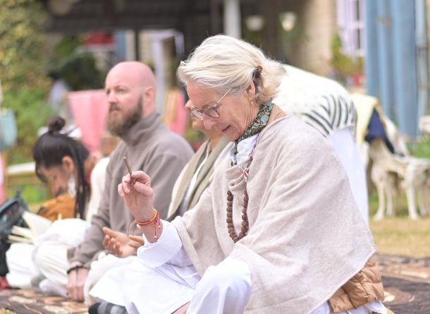 Meditation during a spiritual retreat with huachuma