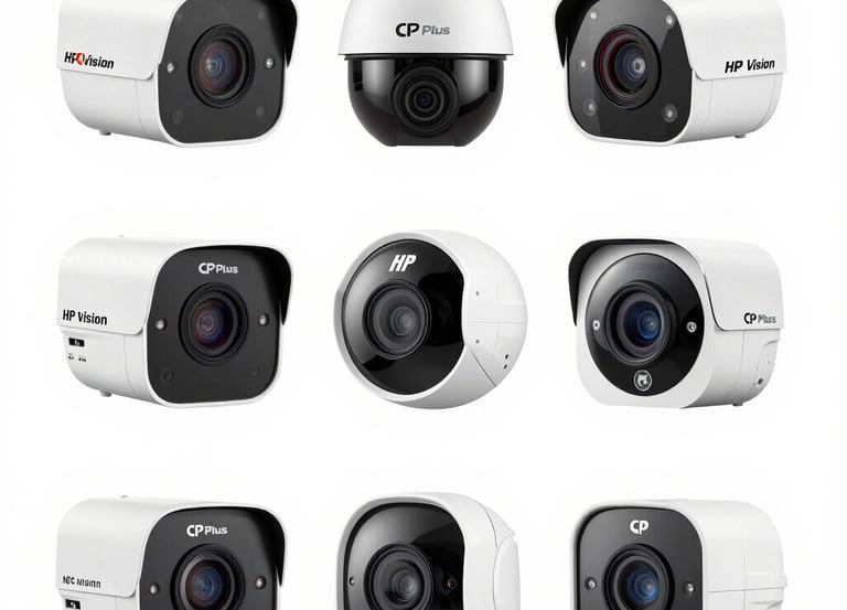 Technician installing a security camera swiftly on a residential building in Ameerpet.