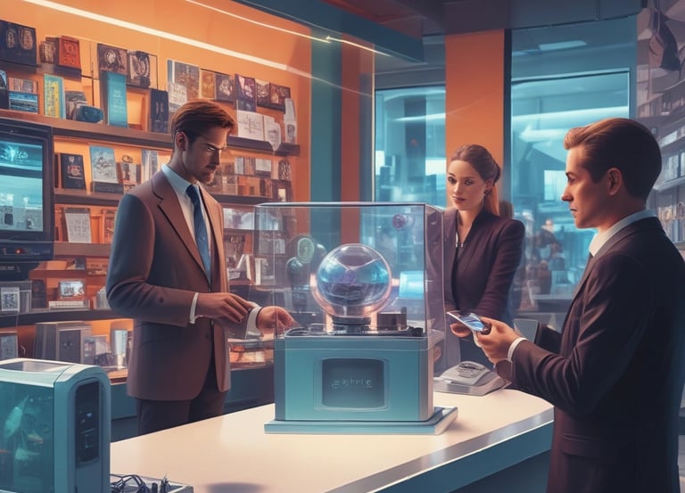 Futuristic digital interface showing a smooth product return process.