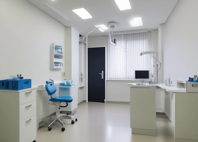 A professional consultant discussing clinic setup plans with a doctor in a modern office.