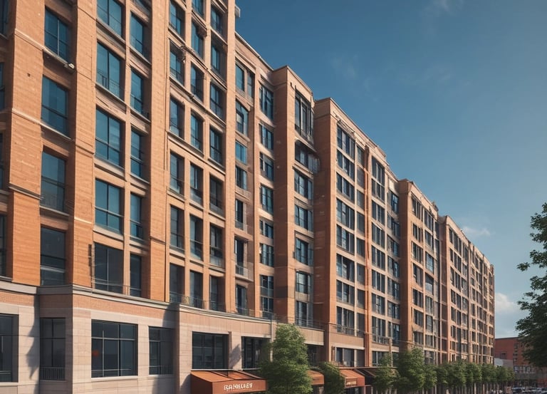 A two-story commercial building with a gray exterior, located beside a street. The storefront is protected with a chain-link fence, behind which various tools and equipment like ladders, bicycles, and lawnmowers are displayed. A person is standing near the entrance. Red signage on the right corner indicates 'Loans' and 'Top Kick.'
