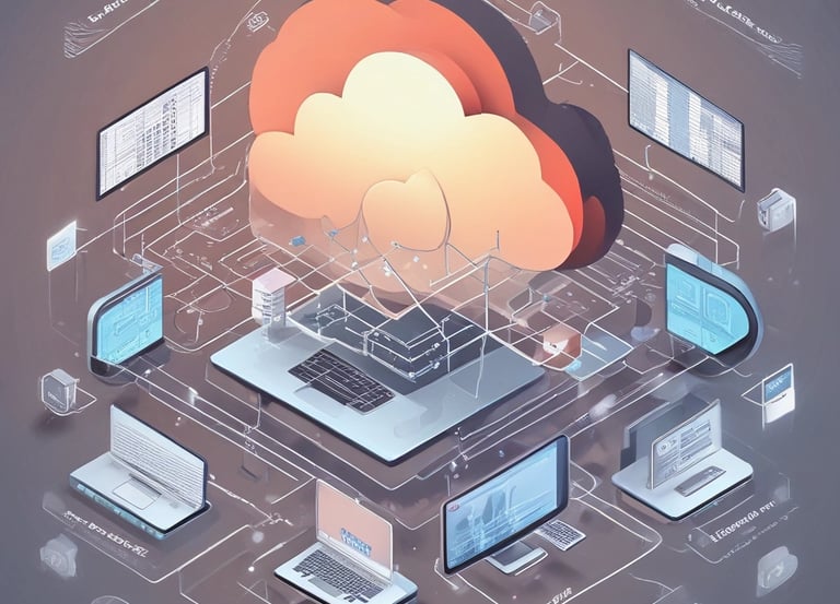 A smartphone is mounted on a stand, displaying a website with colorful graphics and the text 'Transforming Ideas into Reality'. Beside it, a laptop screen shows a blurred version of the same website. The background is soft and out of focus, with green foliage adding a hint of nature.