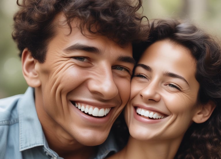 A dental office sign with a large toothbrush and oversized teeth protrudes from the side of a brick building. Above the sign, a mannequin styled like a trapeze artist swings from a trapeze bar, adding a whimsical element to the scene. The sky is overcast, and the building facade features various textures such as metal and stone.