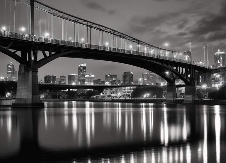 A vibrant night view of Nashville, Tennessee, showcasing illuminated buildings.