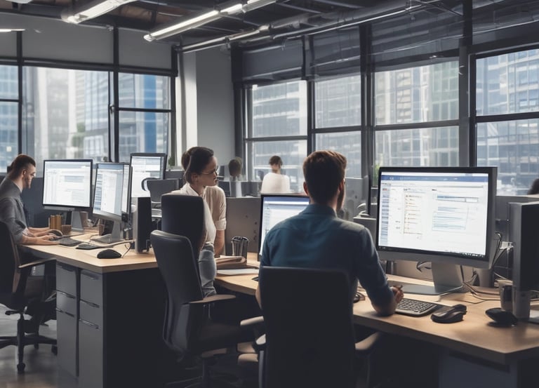 A professional workspace showcasing various business services.