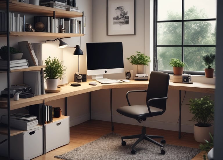 A technician assisting a homeowner with a computer setup.