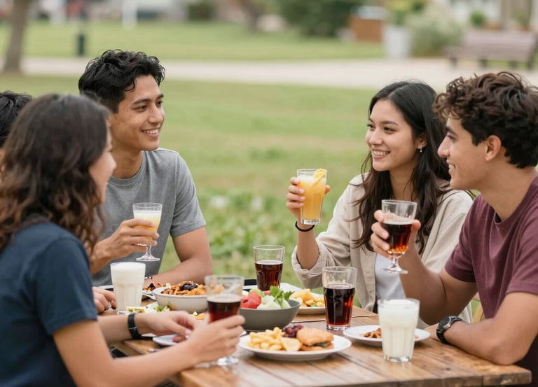 Bamboo stalks vertically rising from a forest floor covered with dry leaves and twigs. The backdrop is filled with lush green foliage, creating a natural and tranquil setting.