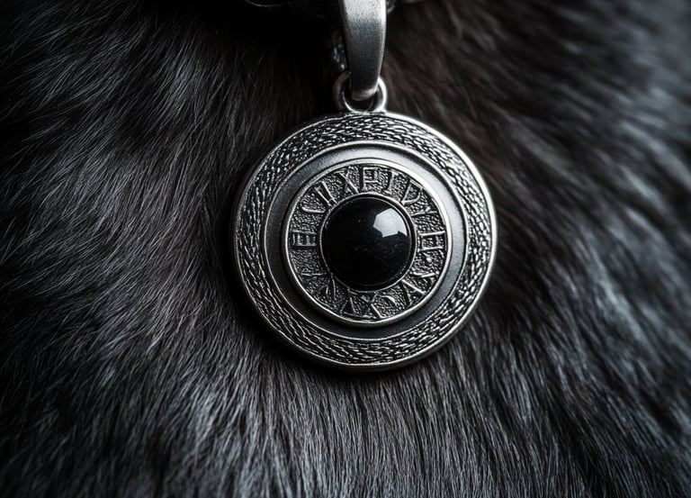Médaillon pour chien incrusté d'onyx