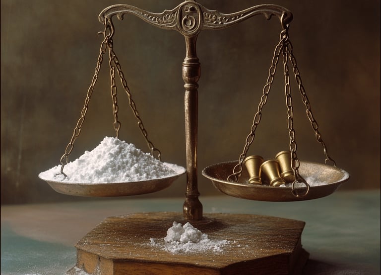 Bicarbonate de soude sur balance