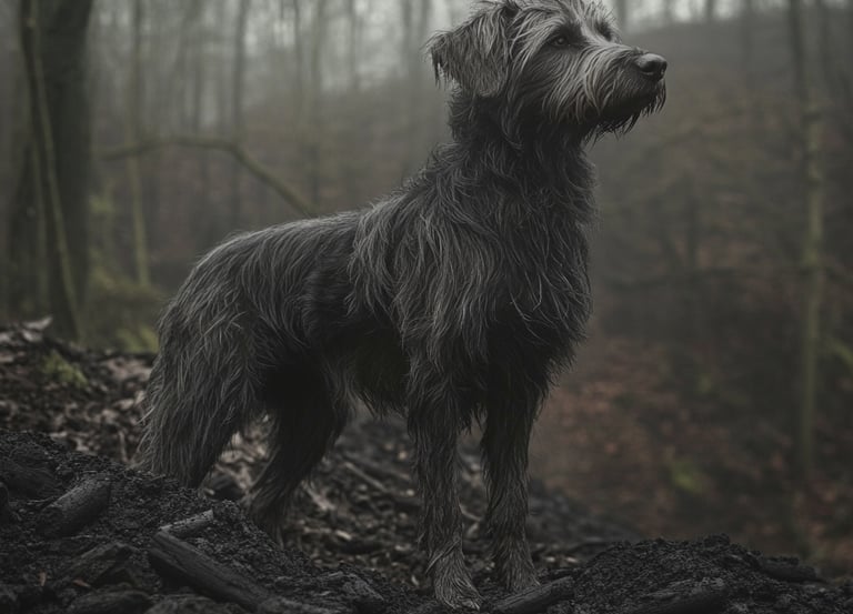 Grand Griffon Vendéen dans charbon