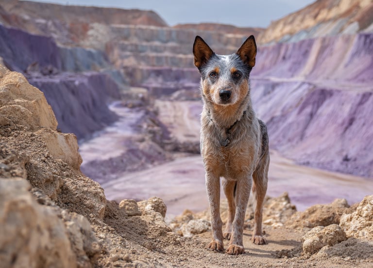 chien dans argile lilas