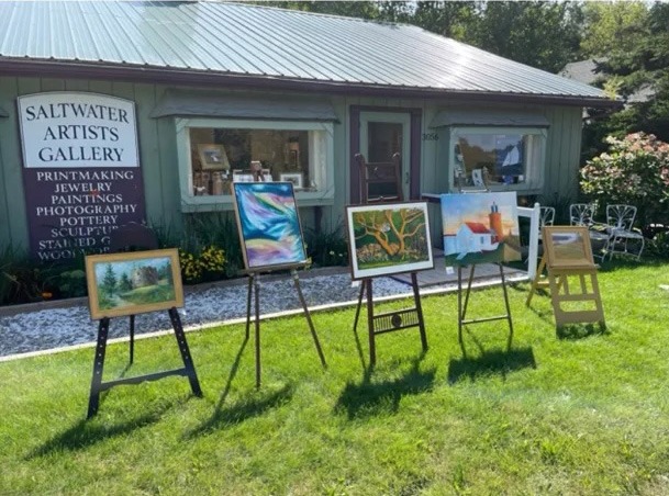 Saltwater Artists Gallery Paintings in the yard