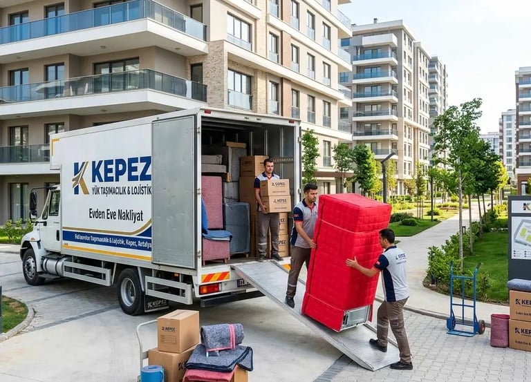 Kepez'de modern sitede ambalajlı evden eve nakliyat