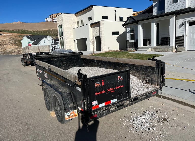 A trailer filled with gravel to be delivered