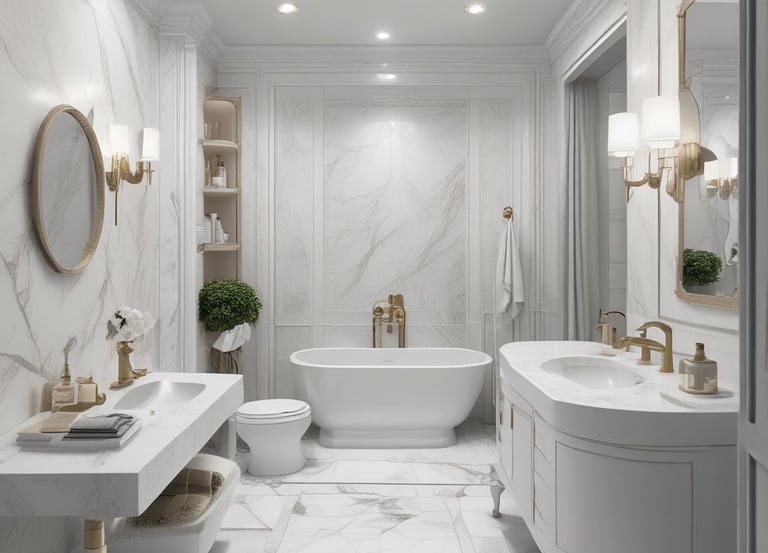 A modern renovated bathroom showcasing elegant design.