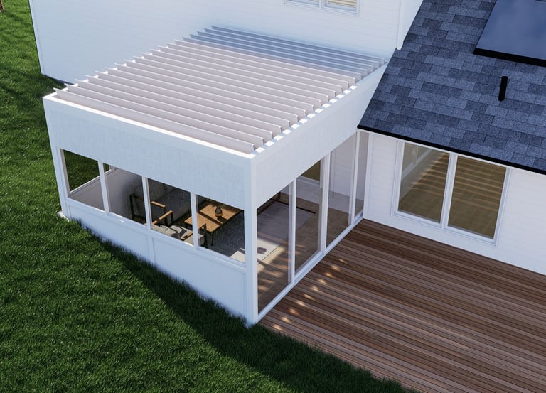 aluminum pergola with glass sides