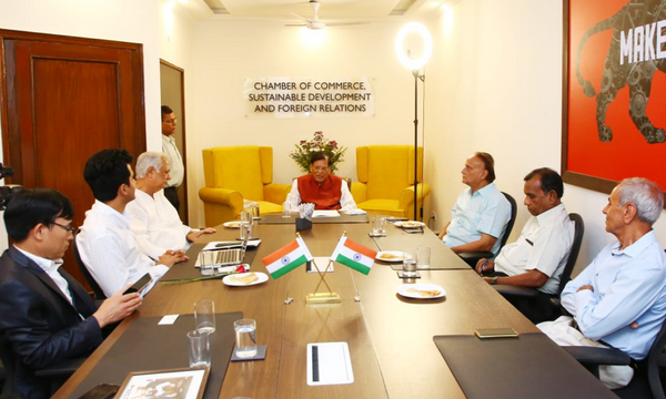 Dr. Bindeshwar Pathak in a meeting at Chamber India