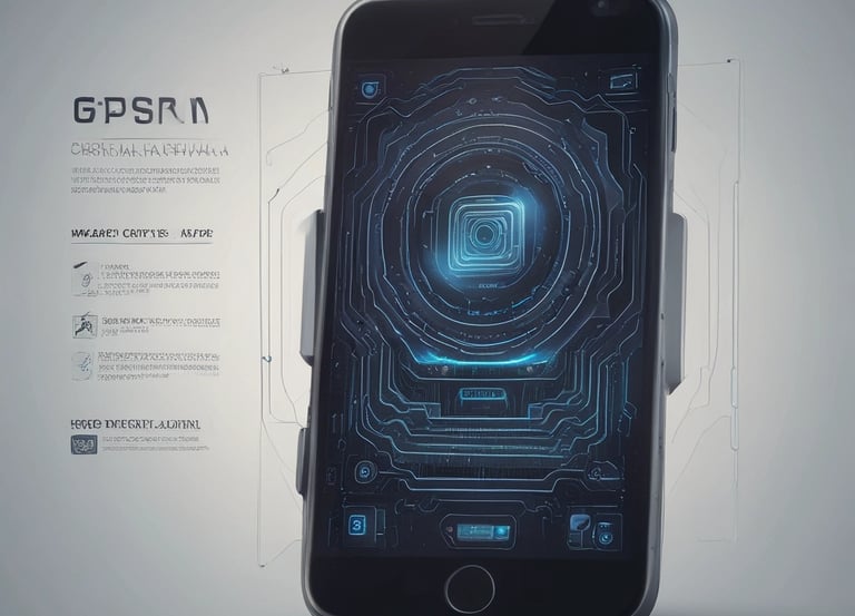 a phone with a futuristic interface of a smartphone