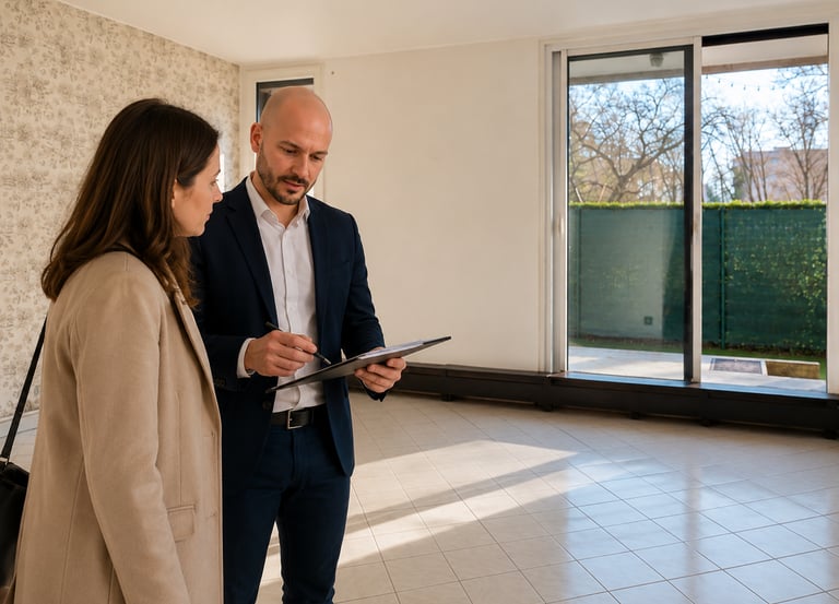 Alrick Gillet réalisant l'estimation d'un appartement à Elancourt