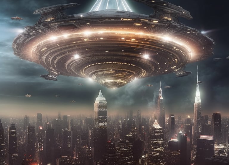 The New Universe Order Government Mothership flying over New York