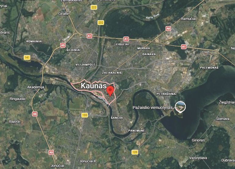 Kauno centras žemėlapyje