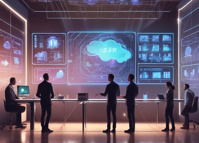 A modern office environment showcasing technology solutions.