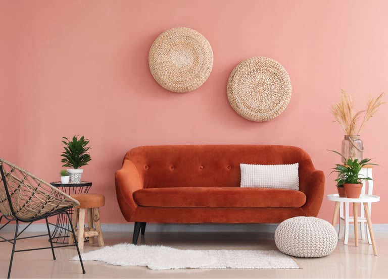 salon rangé, organisé, épuré, aux couleurs douces