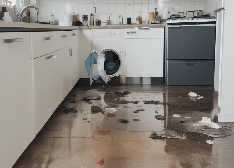 A square drainage grate embedded in soil is visible with a diagonal grid pattern on its surface. The ground is dark and muddy with scattered leaves and small plants around it. A thin, light-colored line crosses diagonally, possibly a small crack or root.