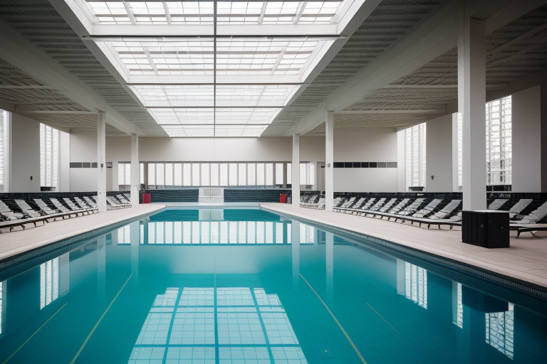 a swimming pool with lounge chairs, contento consulting, creazione contenuti, IA