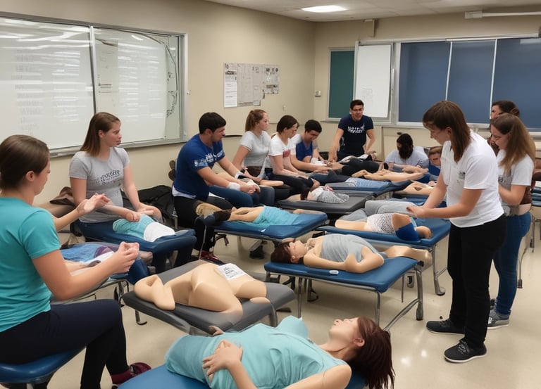 A group of eight people is standing indoors on a wooden floor, each holding a certificate. They are dressed in formal or semi-formal attire, including suits and dresses. Behind them, there are banners related to a conference and photography equipment like lights.