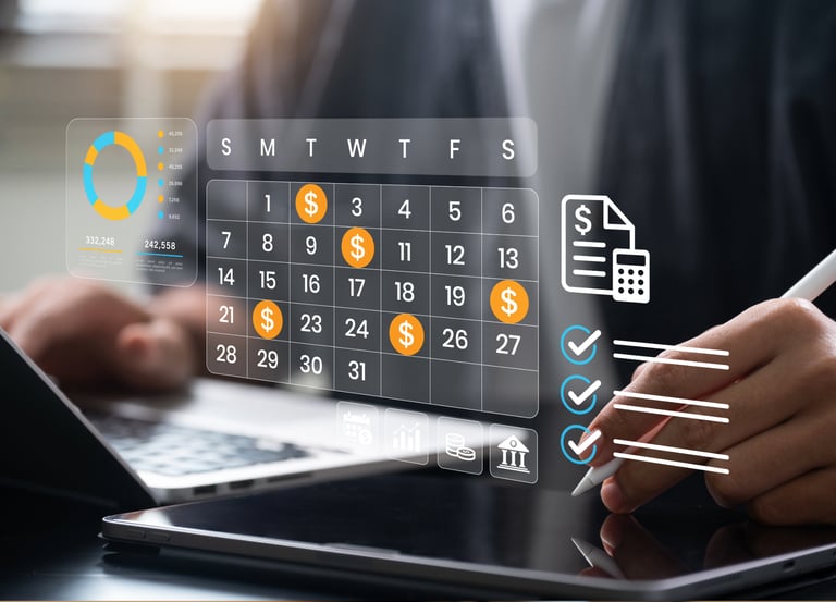 An image of clean accurate bookkeeping on a schedule.