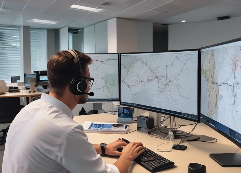 A security guard with a bright yellow vest and the word 'SECURITY' on the back stands inside a public transportation vehicle. Overhead are several orange hand grips for passengers. The seating area features blue seats, and there are informational signs and a blue door marked with the number '2'.