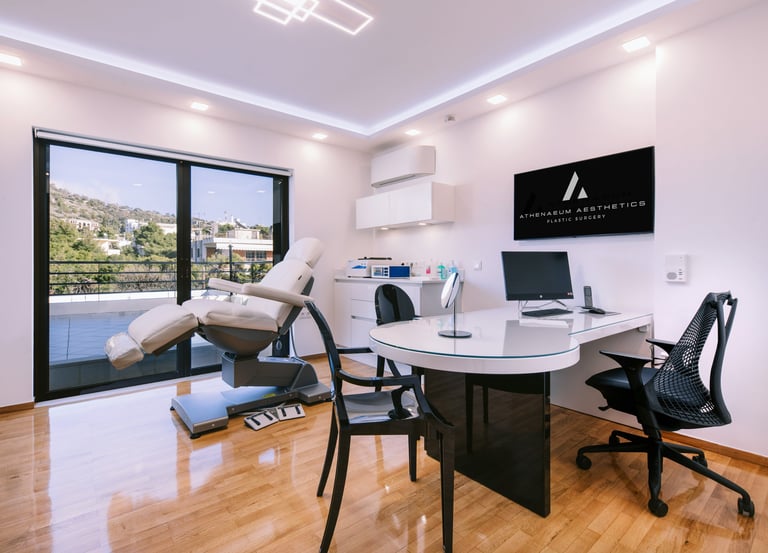 Modern aesthetic clinic treatment room at Athenaeum Aesthetics in Vouliagmeni Athens