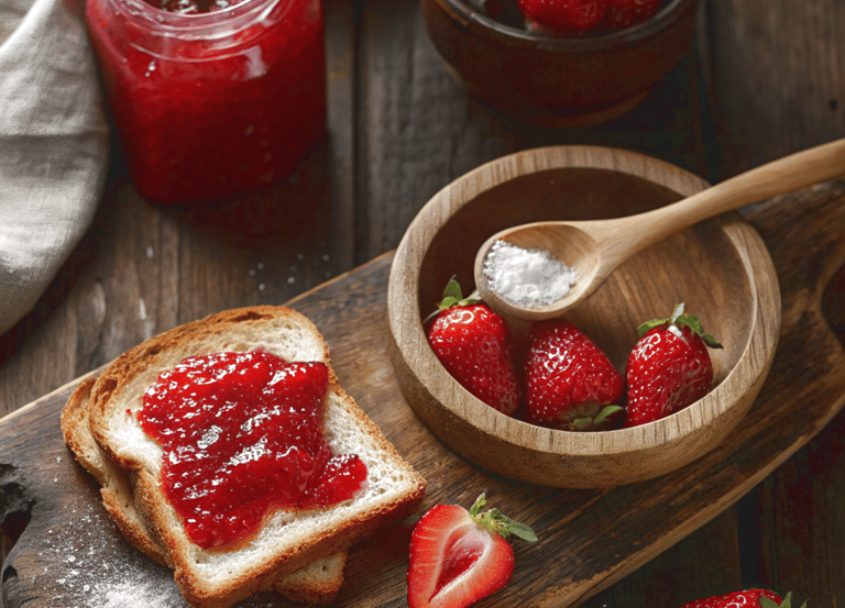 strawberry jam on toast