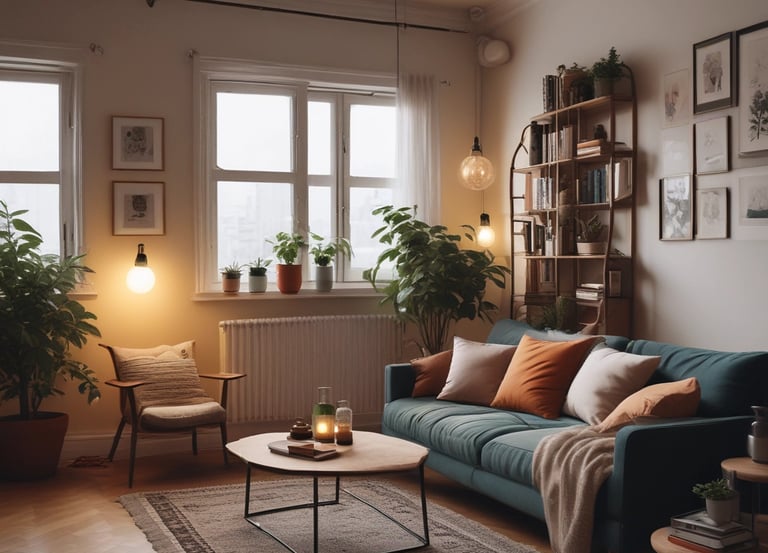 A yellow sign with a black border is attached to the side of a stone building. It features an icon of a house and the words 'Hope House' alongside an arrow pointing to the right. The background shows a cityscape with hills and a cloudy sky.