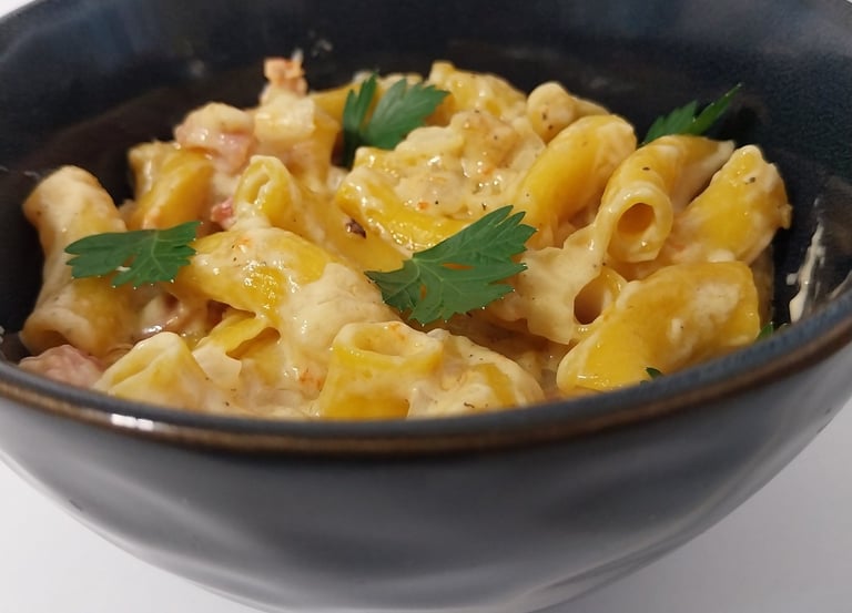 pâtes au potimarron cuisiner à la carbonara