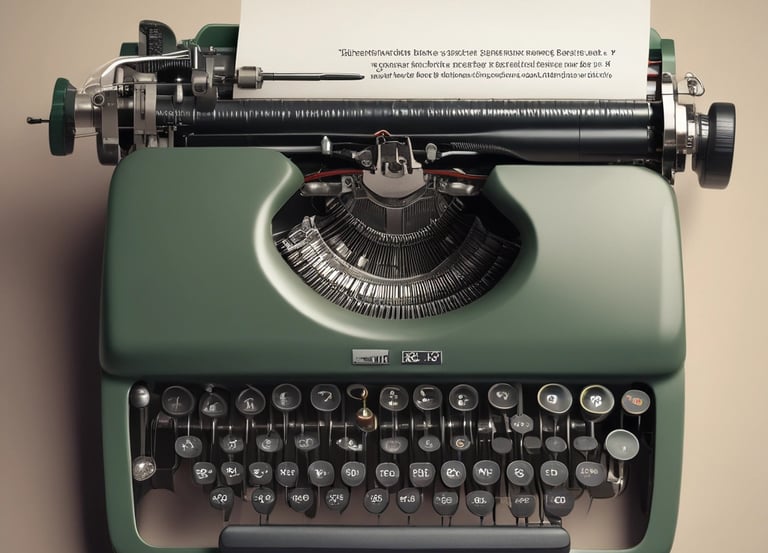 A vintage typewriter is displaying a sheet of paper with the words 'EDGE COMPUTING' typed in bold letters. The typewriter features a dark green body and metal components, set against a soft white background.