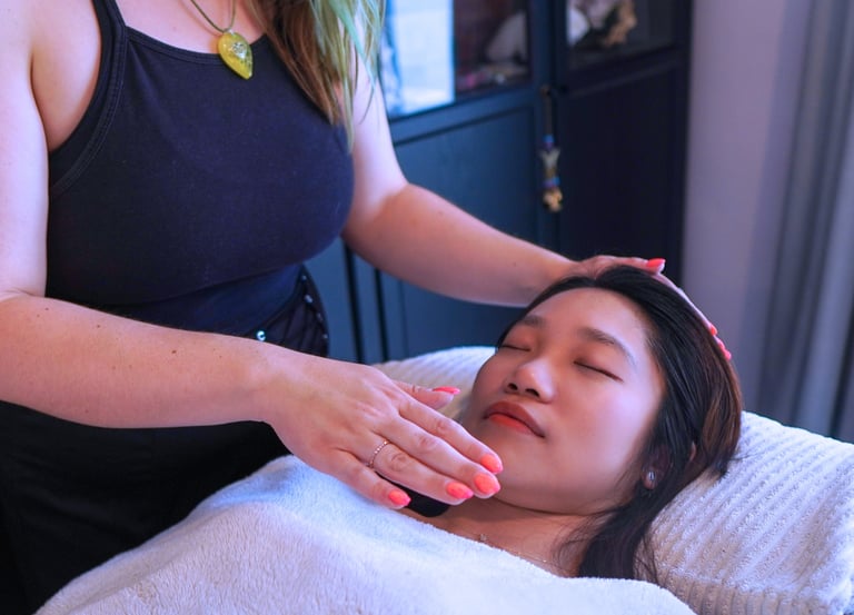 woman receives reiki
