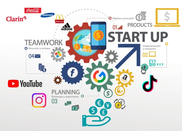 Diseñadora trabajando en branding y redes sociales desde una computadora