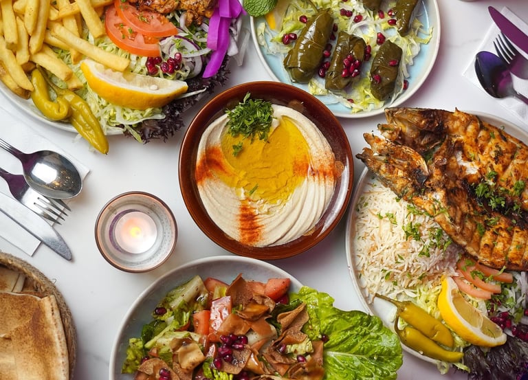 Mediterranean dishes food photography for restaurant menu