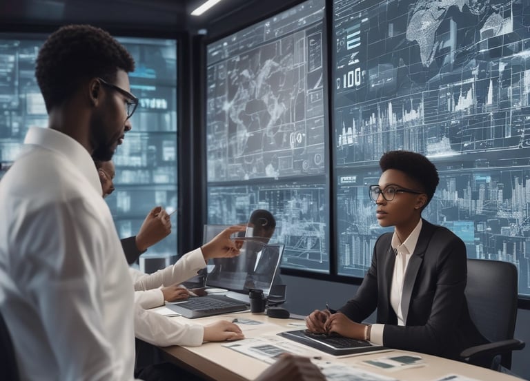 A modern government office with digital tools and technology.