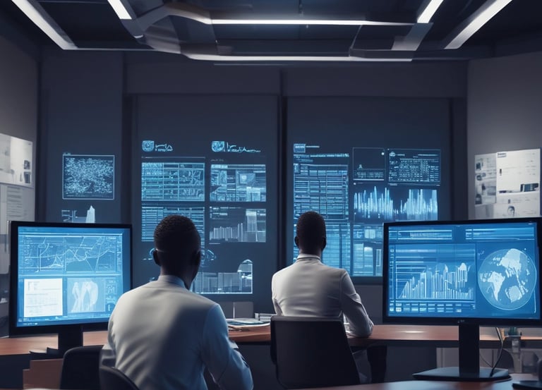 A modern government office with digital tools and technology.