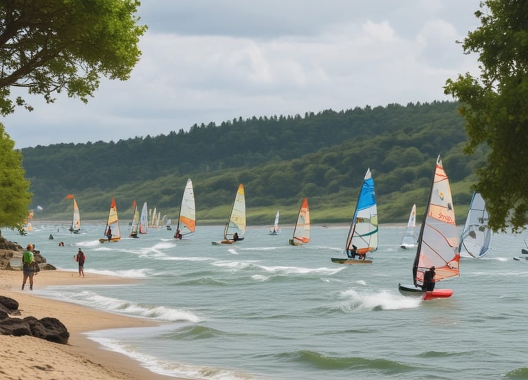 A quaint beachside boutique with lavender-painted wooden walls, adorned with a floral dress and a pink bikini displayed outside. The shop entrance is flanked by lush greenery and a straw-thatched roof, creating a tropical ambiance. Inside, various garments and accessories are neatly arranged on shelves.