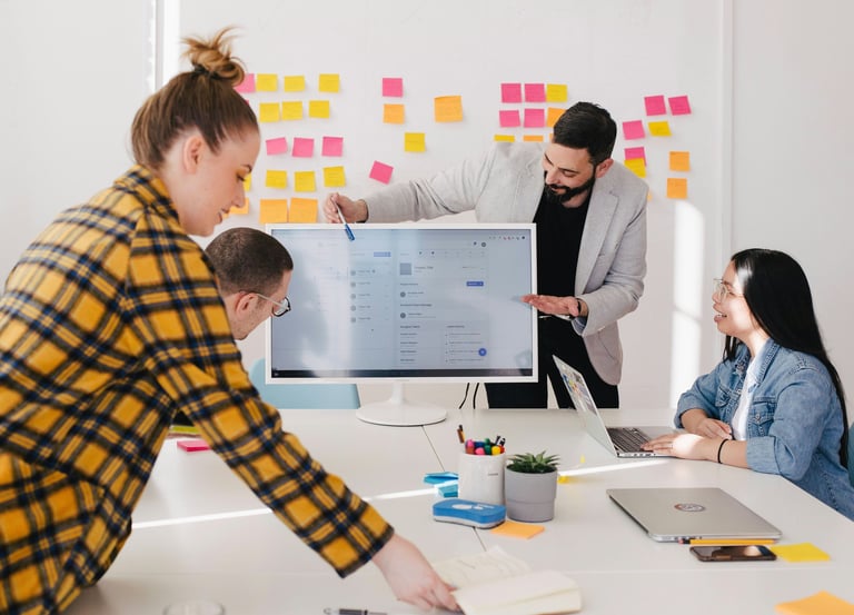 Team in a Stand Up Meeting at a Startup