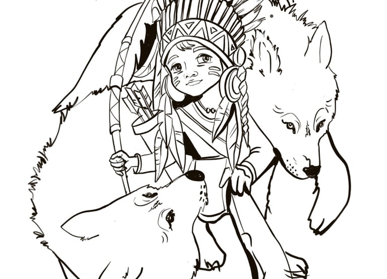 Ausmalbild Indianer