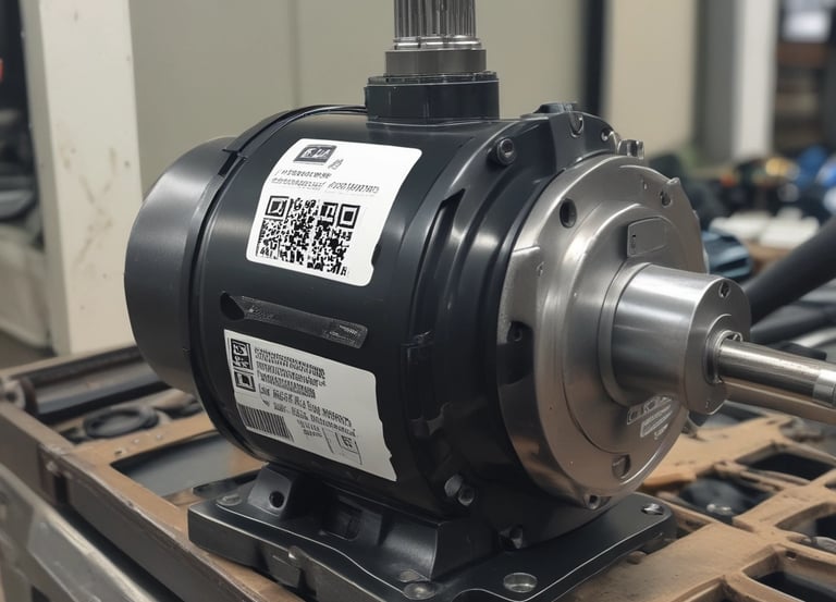 A technician scanning a QR code on industrial equipment for maintenance tracking.