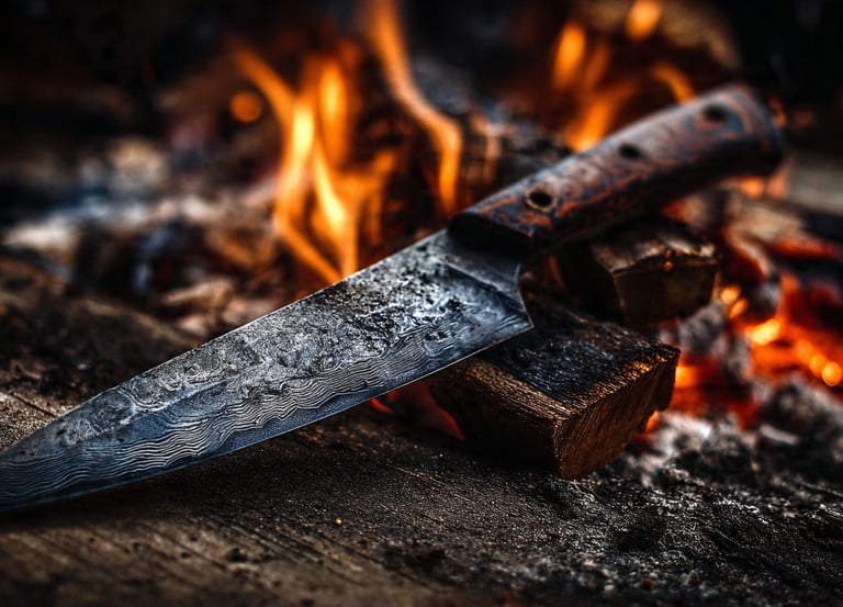a knife - wielding knife - wielding knife on a wooden table